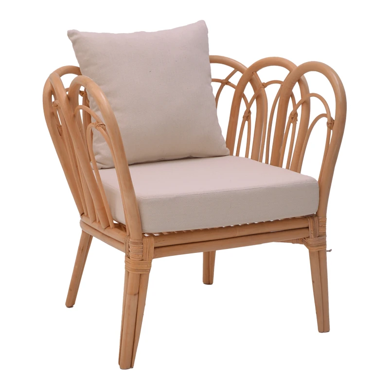 Armchair Tania pakoworld natural rattan-white pillow 76x76x76cm