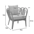 Armchair Tania pakoworld natural rattan-white pillow 76x76x76cm