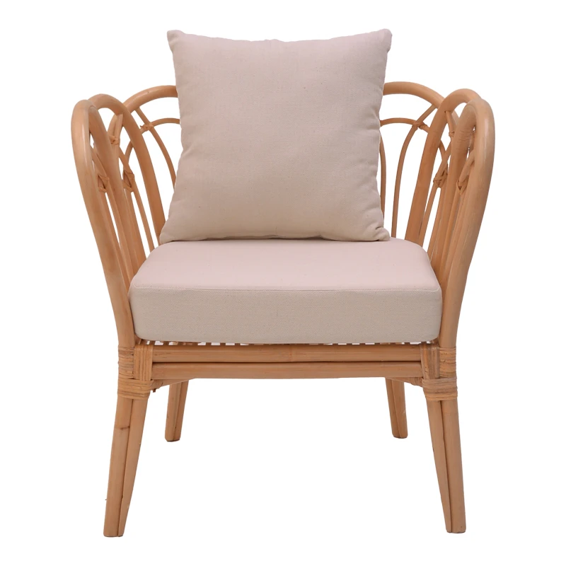 Armchair Tania pakoworld natural rattan-white pillow 76x76x76cm