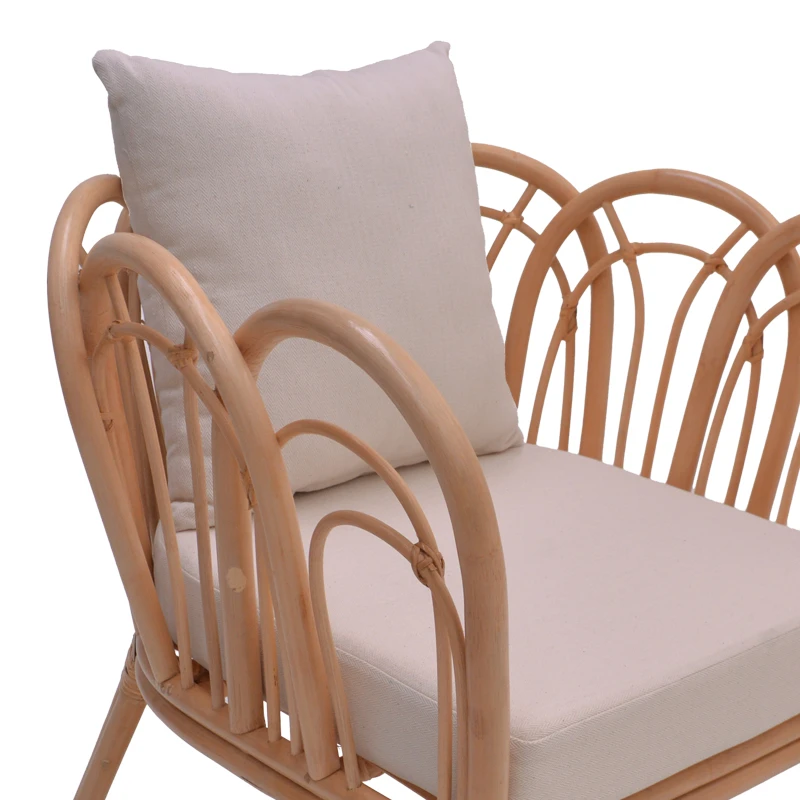 Armchair Tania pakoworld natural rattan-white pillow 76x76x76cm