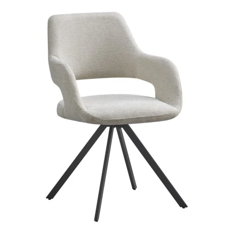 Rotating armchair Tate pakoworld light grey fabric with black metal legs 59x56.5x86.5cm