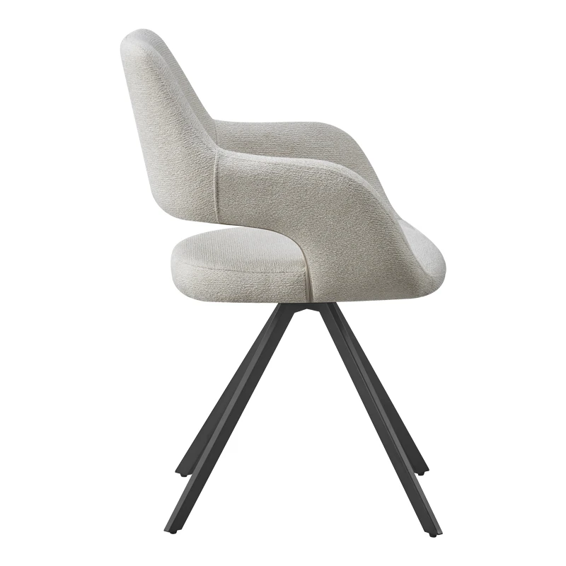 Rotating armchair Tate pakoworld light grey fabric with black metal legs 59x56.5x86.5cm