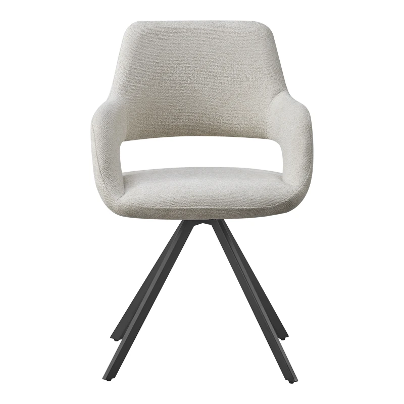 Rotating armchair Tate pakoworld light grey fabric with black metal legs 59x56.5x86.5cm