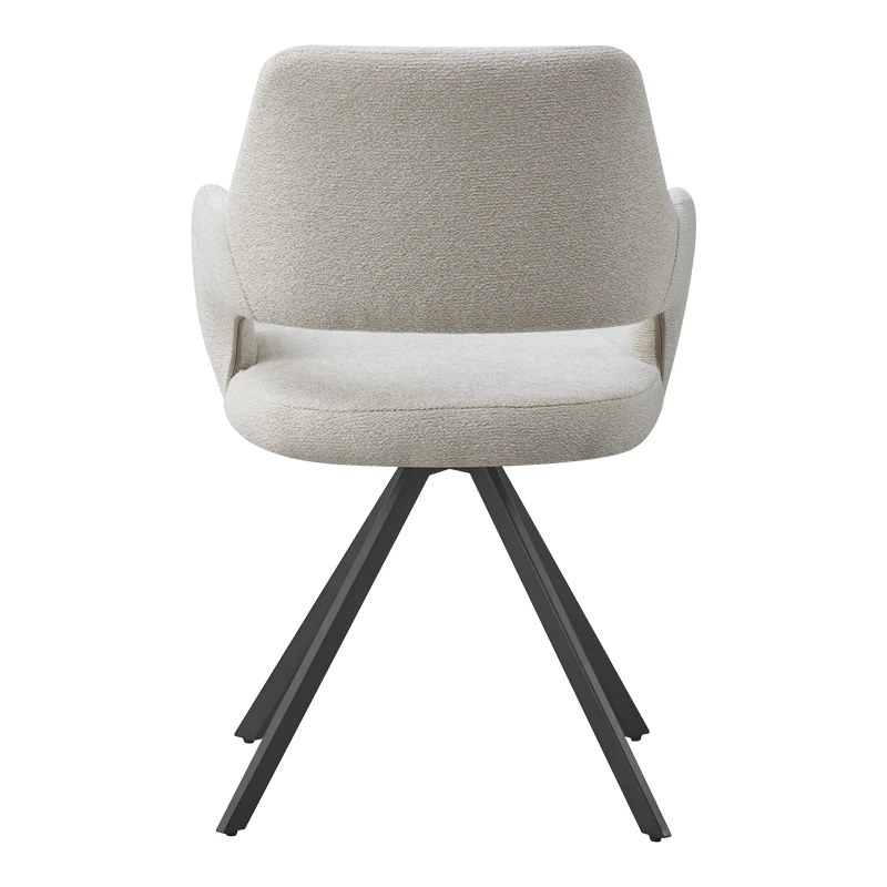 Rotating armchair Tate pakoworld light grey fabric with black metal legs 59x56.5x86.5cm