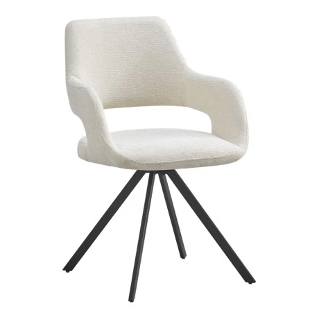 Rotating armchair Tate pakoworld beige fabric with black metal legs 59x56.5x86.5cm
