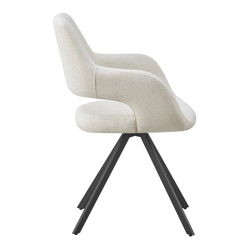 Rotating armchair Tate pakoworld beige fabric with black metal legs 59x56.5x86.5cm
