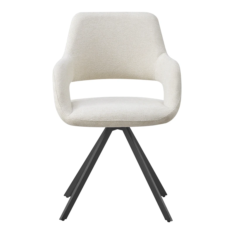 Rotating armchair Tate pakoworld beige fabric with black metal legs 59x56.5x86.5cm