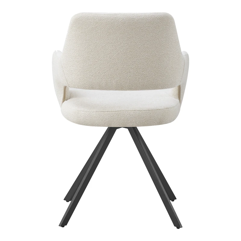 Rotating armchair Tate pakoworld beige fabric with black metal legs 59x56.5x86.5cm