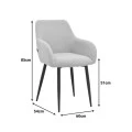 Armchair Telia pakoworld light grey fabric-black metal 60x54x85cm