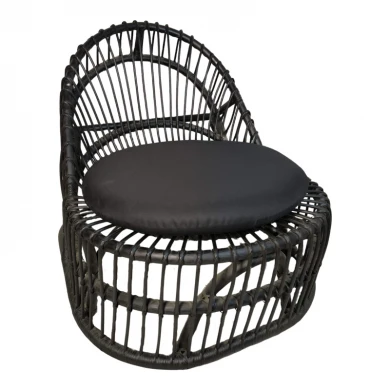 Armchair Tromso pakoworld pe rattan in black color and black pillow 80x85x98cm