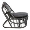 Armchair Tromso pakoworld pe rattan in black color and black pillow 80x85x98cm