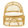 Armchair Tromso pakoworld pe rattan in natural color and beige pillow 80x85x98cm