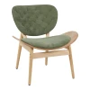 Armchair Udalle pakoworld wood in natural color and olive green fabric 77x70x81cm
