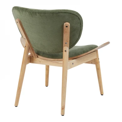 Armchair Udalle pakoworld wood in natural color and olive green fabric 77x70x81cm