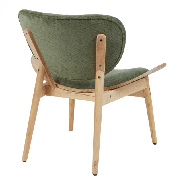 Armchair Udalle pakoworld wood in natural color and olive green fabric 77x70x81cm