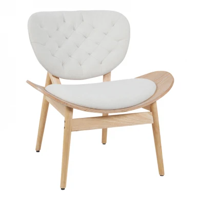 Armchair Udalle pakoworld wood in natural color and beige fabric 77x70x81cm