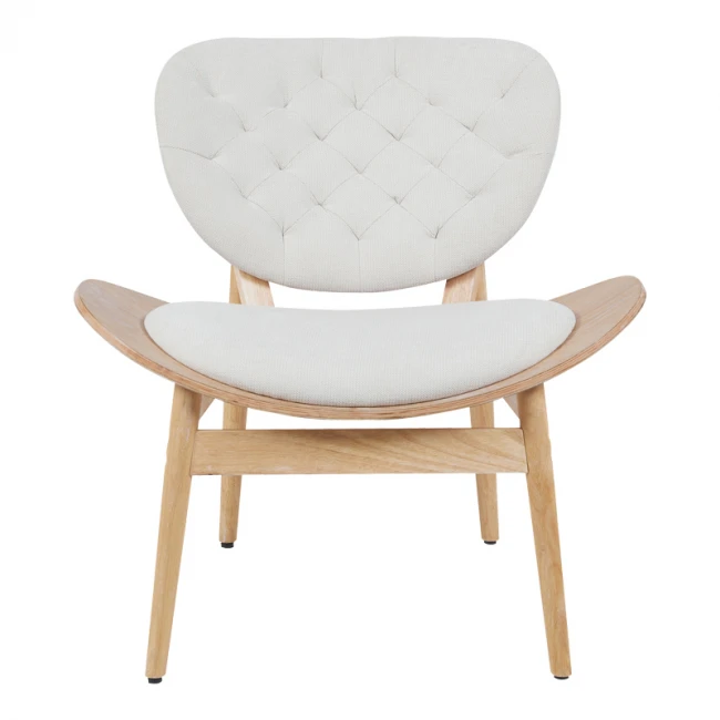 Armchair Udalle pakoworld wood in natural color and beige fabric 77x70x81cm