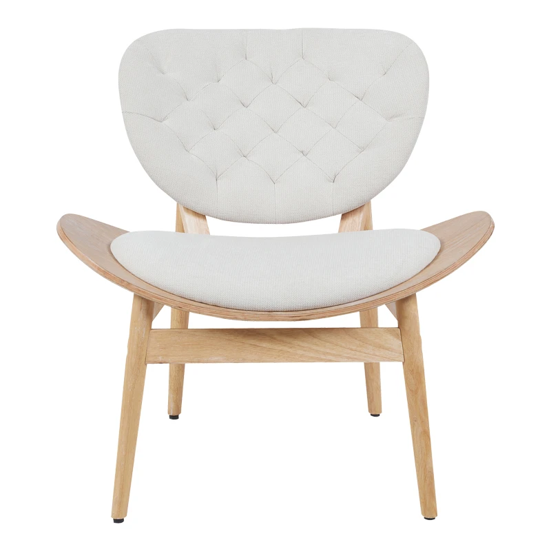 Armchair Udalle pakoworld wood in natural color and beige fabric 77x70x81cm
