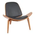 Πολυθρόνα Vilma pakoworld PU μαύρο- plywood καρυδί 90x76.5x74.5εκ