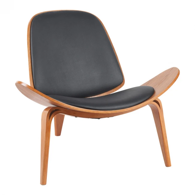 Πολυθρόνα Vilma pakoworld PU μαύρο- plywood καρυδί 90x76.5x74.5εκ