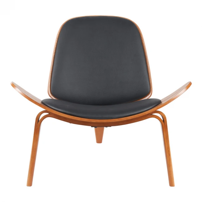 Πολυθρόνα Vilma pakoworld PU μαύρο- plywood καρυδί 90x76.5x74.5εκ