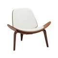 Armchair Vilma pakoworld PU beige- walnut plywood 90x76.5x74.5cm