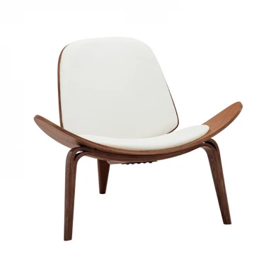 Armchair Vilma pakoworld PU beige- walnut plywood 90x76.5x74.5cm