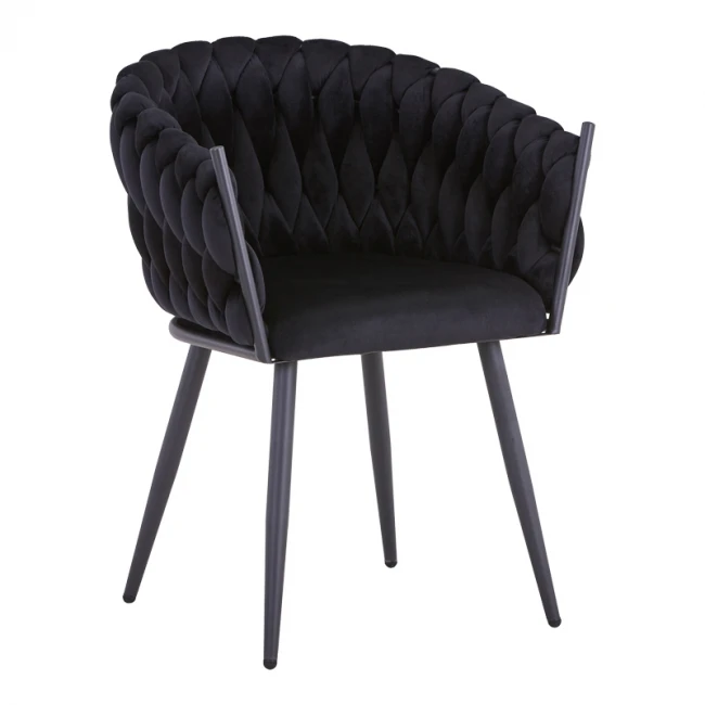Vivian armchair pakoworld black velvet-leg black metal 61x55x80cm