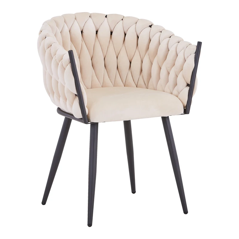 Vivian armchair pakoworld beige velvet-leg black metal 61x55x80cm