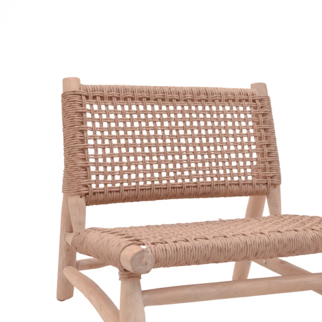 Wanderlene armchair pakoworld natural color teak wood and rope 67x79x68cm