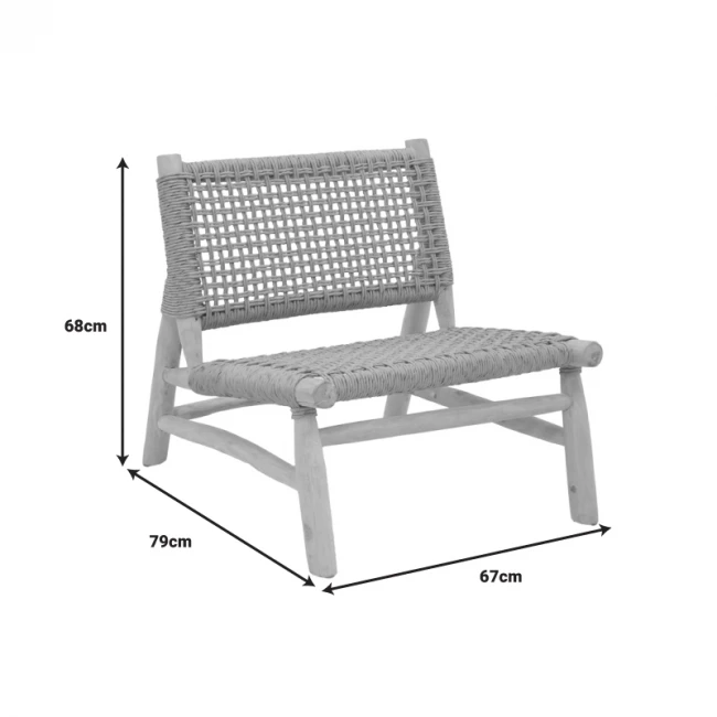 Wanderlene armchair pakoworld natural color teak wood and rope 67x79x68cm