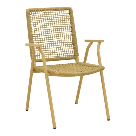 Weave armchair pakoworld stackable aluminum-pe rope in beige shade 57x63x86cm
