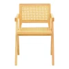 Πολυθρόνα Winslow pakoworld rubberwood-rattan σε φυσική απόχρωση 51x54x80εκ