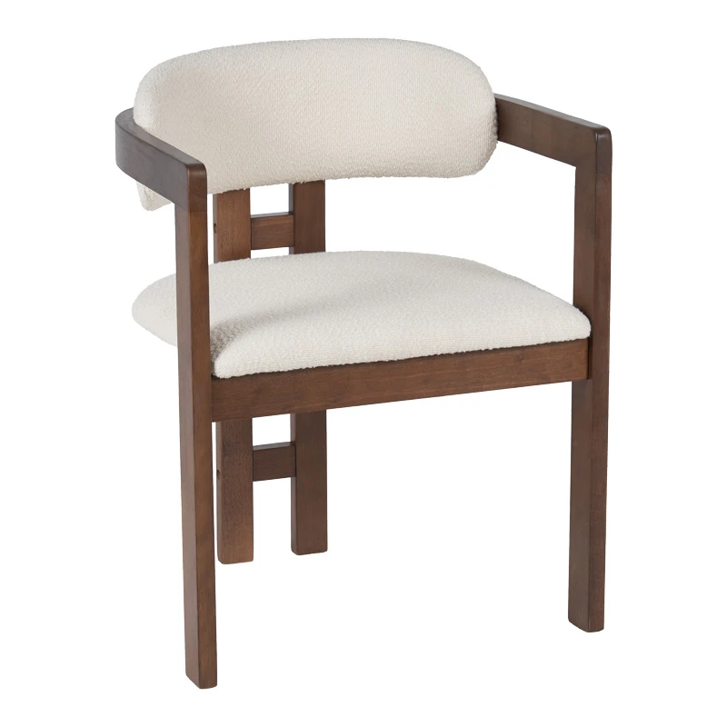 Winsor pakoworld rubberwood armchair in beige with walnut color leg 58.5x51x76cm