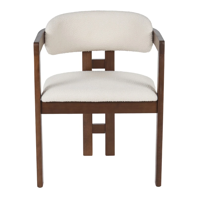 Winsor pakoworld rubberwood armchair in beige with walnut color leg 58.5x51x76cm