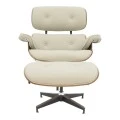 Armchair-footstool relax Jenna pakoworld beige pu-plywood walnut-chrome base 82x92x82cm