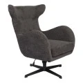Swivel armchair Zefrina pakoworld dark grey fabric and base in black color 77x82x100-107cm