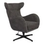 Swivel armchair Zefrina pakoworld dark grey fabric and base in black color 77x82x100-107cm