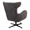Swivel armchair Zefrina pakoworld dark grey fabric and base in black color 77x82x100-107cm