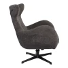 Swivel armchair Zefrina pakoworld dark grey fabric and base in black color 77x82x100-107cm