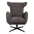 Swivel armchair Zefrina pakoworld dark grey fabric and base in black color 77x82x100-107cm