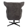 Swivel armchair Zefrina pakoworld dark grey fabric and base in black color 77x82x100-107cm