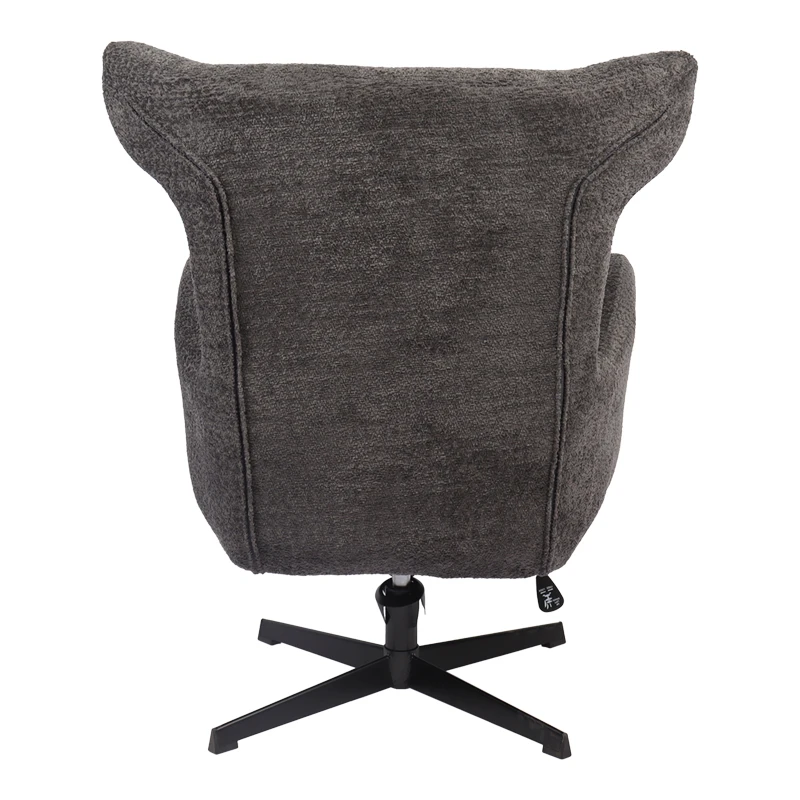 Swivel armchair Zefrina pakoworld dark grey fabric and base in black color 77x82x100-107cm