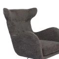 Swivel armchair Zefrina pakoworld dark grey fabric and base in black color 77x82x100-107cm
