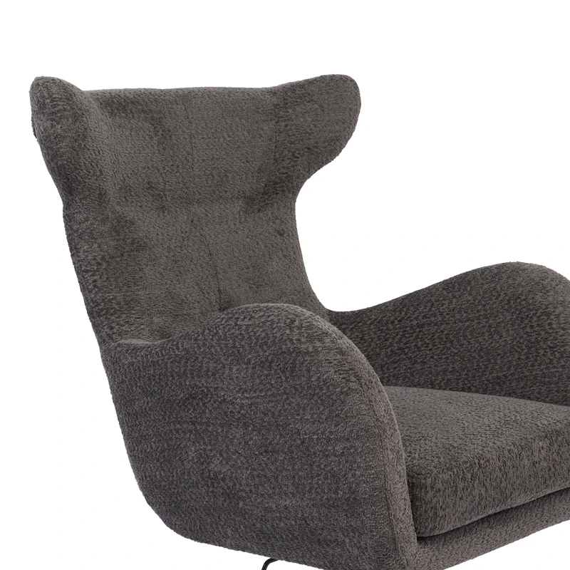 Swivel armchair Zefrina pakoworld dark grey fabric and base in black color 77x82x100-107cm