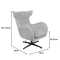Swivel armchair Zefrina pakoworld dark grey fabric and base in black color 77x82x100-107cm