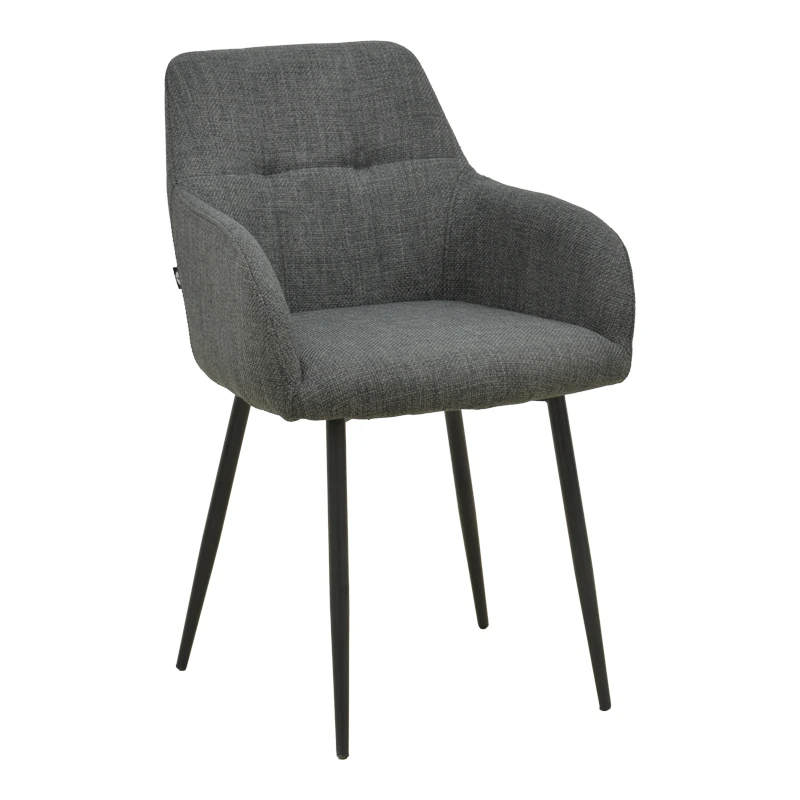 Zerfia chair pakoworld anthracite fabric-black metal leg 43x59.5x85cm