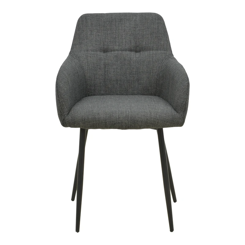 Zerfia chair pakoworld anthracite fabric-black metal leg 43x59.5x85cm