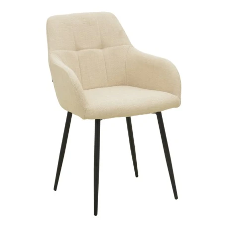 Zerfia chair pakoworld beige fabric-black metal leg 43x59.5x85cm