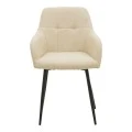 Zerfia chair pakoworld beige fabric-black metal leg 43x59.5x85cm